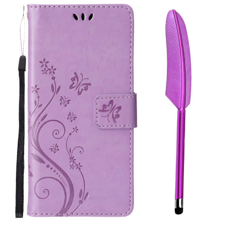 Preklopna torbica za telefon "Butterfly" s pisalom iPhone 15 Plus – Infostyle – Vijolična