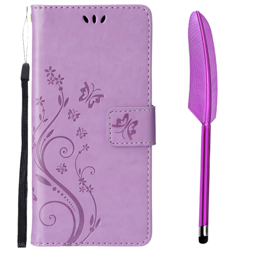 Preklopna torbica za telefon "Butterfly" s pisalom iPhone 15 Plus – Infostyle – Vijolična