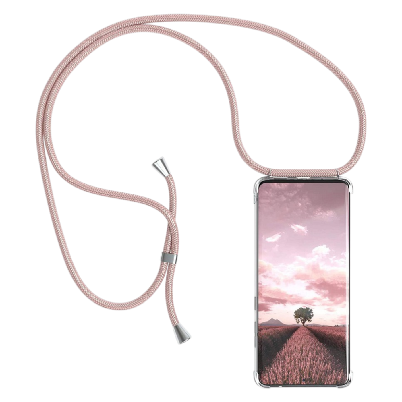 Prozoren ovitek Bigcousin z vrvico za Samsung A51 roza zaščitni etui

