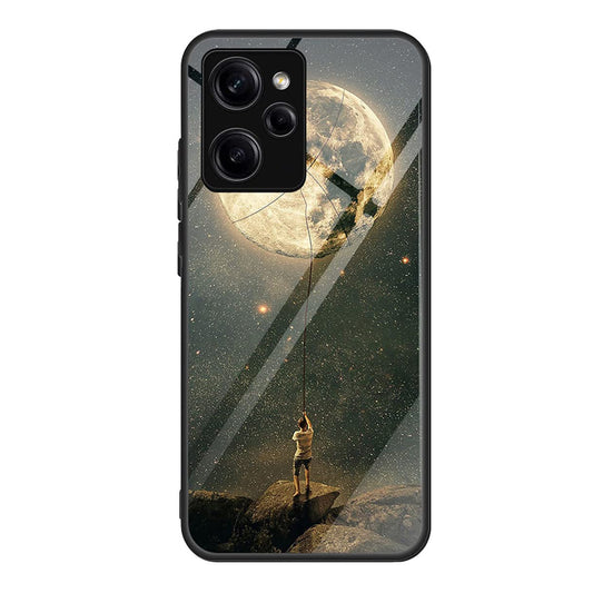 HAOYE ovitek za Xiaomi Poco X5 Pro - TPU ovitek s kaljenim steklom in Moon Chaser vzorcem