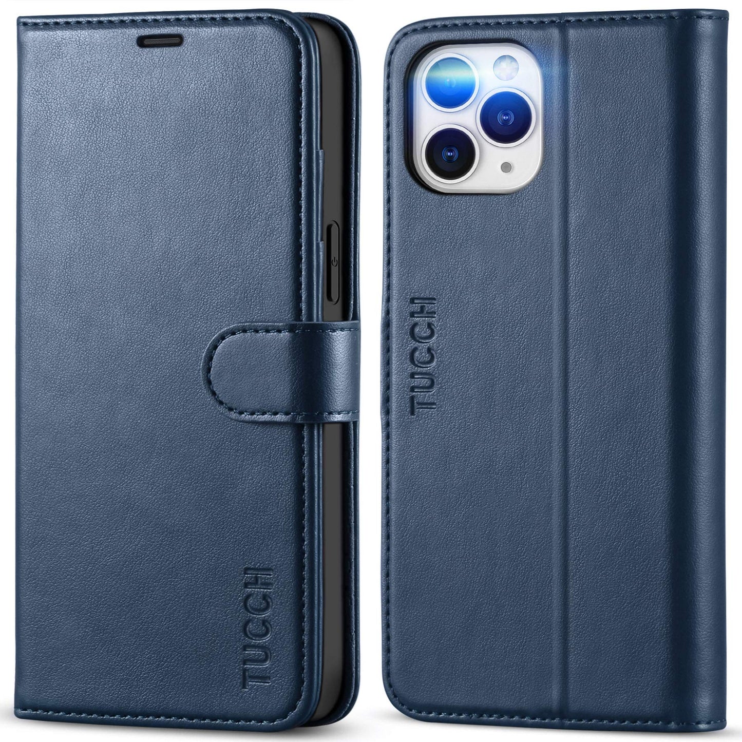 Preklopni ovitek TUCCH iPhone 12 Pro Max temno modra torbica
