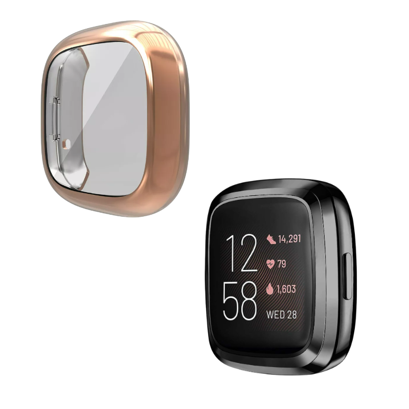 Ovitek za uro Fitbit Versa, 2 kosa - črna in roza – Infostyle – Črna
