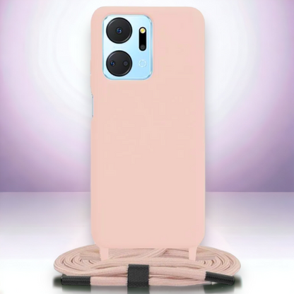 Silikonski ovitek "Crossbody Lanyard" za Honor X7a – Techsuit – Temno modra / TPU silikon