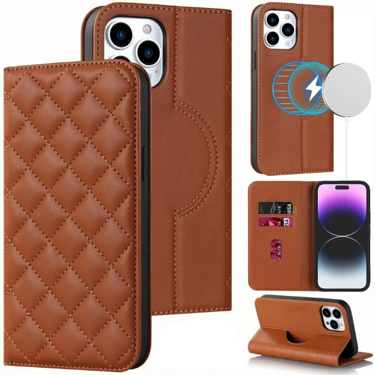 Preklopna torbica za telefon iPhone 13/14, rjava/roza – Infostyle