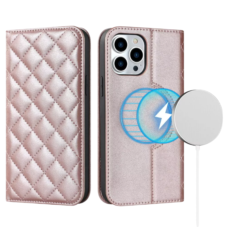 Preklopna torbica za telefon iPhone 13/14, rjava/roza – Infostyle – Roza