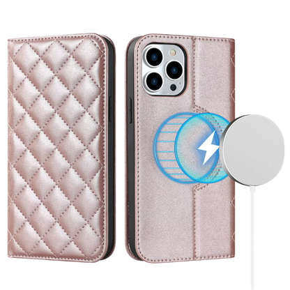 Preklopna torbica za telefon iPhone 13/14, rjava/roza – Infostyle – Roza