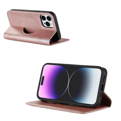 Preklopna torbica za telefon iPhone 13/14, rjava/roza – Infostyle