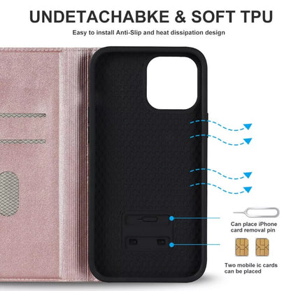 Preklopna torbica za telefon iPhone 13/14, rjava/roza – Infostyle