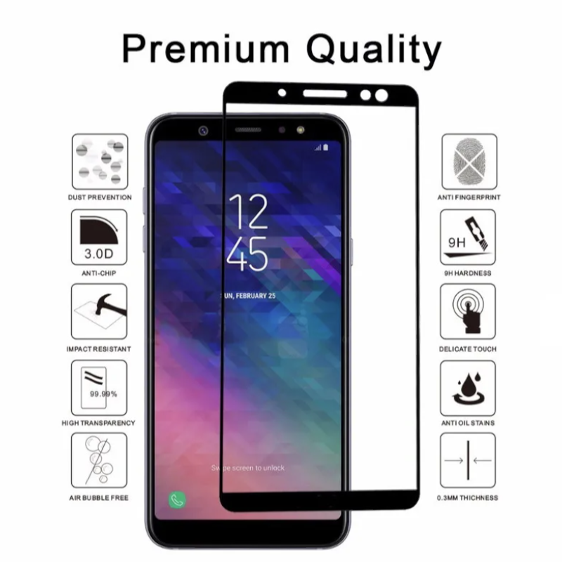 Kaljeno zaščitno steklo "Second Black" za zaslon za Samsung Galaxy A6 (2018) – Cellularline