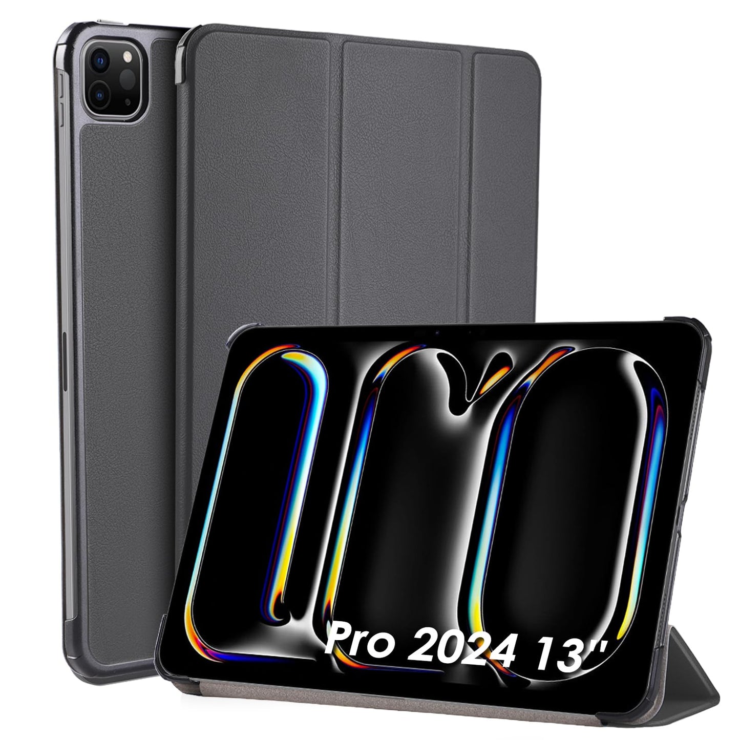 WD&CD ovitek za iPad Pro 13 2024 - Ultra Tanek Preklopni Ovitek s Stojalom, Smart Sleep/Wake Funkcija, Siva