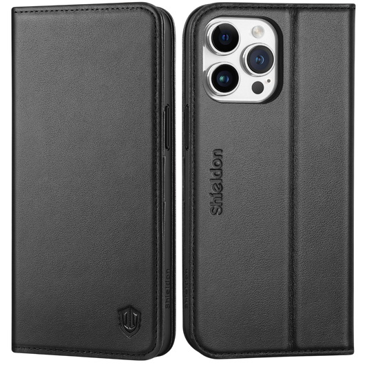 SHIELDON ovitek z denarnico za iPhone 15 iz kakovostnega PU usnja z režami za kartice in magnetnim zapiranjem