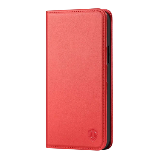 Preklopna torbica SHIELDON Red za iPhone 12 Mini v rdeči barvi z režami za kartice in magnetnim zapiranjem