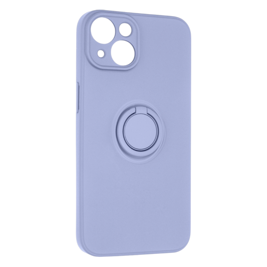 Silikonski ovitek Ring in 2x zaščitno steklo ter 2x zaščita kamere za iPhone 14 vijoličen komplet