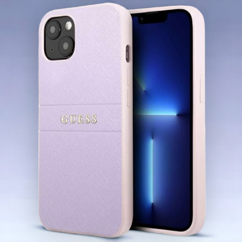 Ovitek Guess "silver purple" za iPhone 13 Mini (GUHCP13SPSASBPU) – Vijolična / PC + TPU silikon + Ekološko usnje