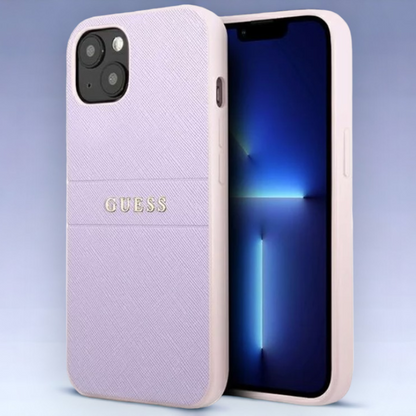 Ovitek Guess "silver purple" za iPhone 13 Mini (GUHCP13SPSASBPU) – Vijolična / PC + TPU silikon + Ekološko usnje