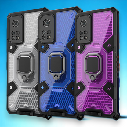 Silikonski ovitek "Honeycomb armor ring" za Xiaomi Poco M4 Pro 5G – Infostyle – Črna / PC + TPU silikon