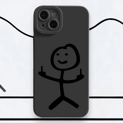 Smešen stickman ovitek za iPhone 12 Pro v rdeči in črni barvi z minimalističnim dizajnom - black2