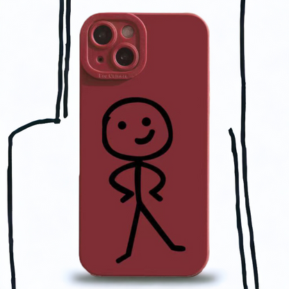Smešen stickman ovitek za iPhone 12 Pro Max v rdeči in črni barvi z minimalističnim dizajnom - red3