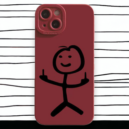 Smešen stickman ovitek za iPhone 12 Pro v rdeči in črni barvi z minimalističnim dizajnom - red2