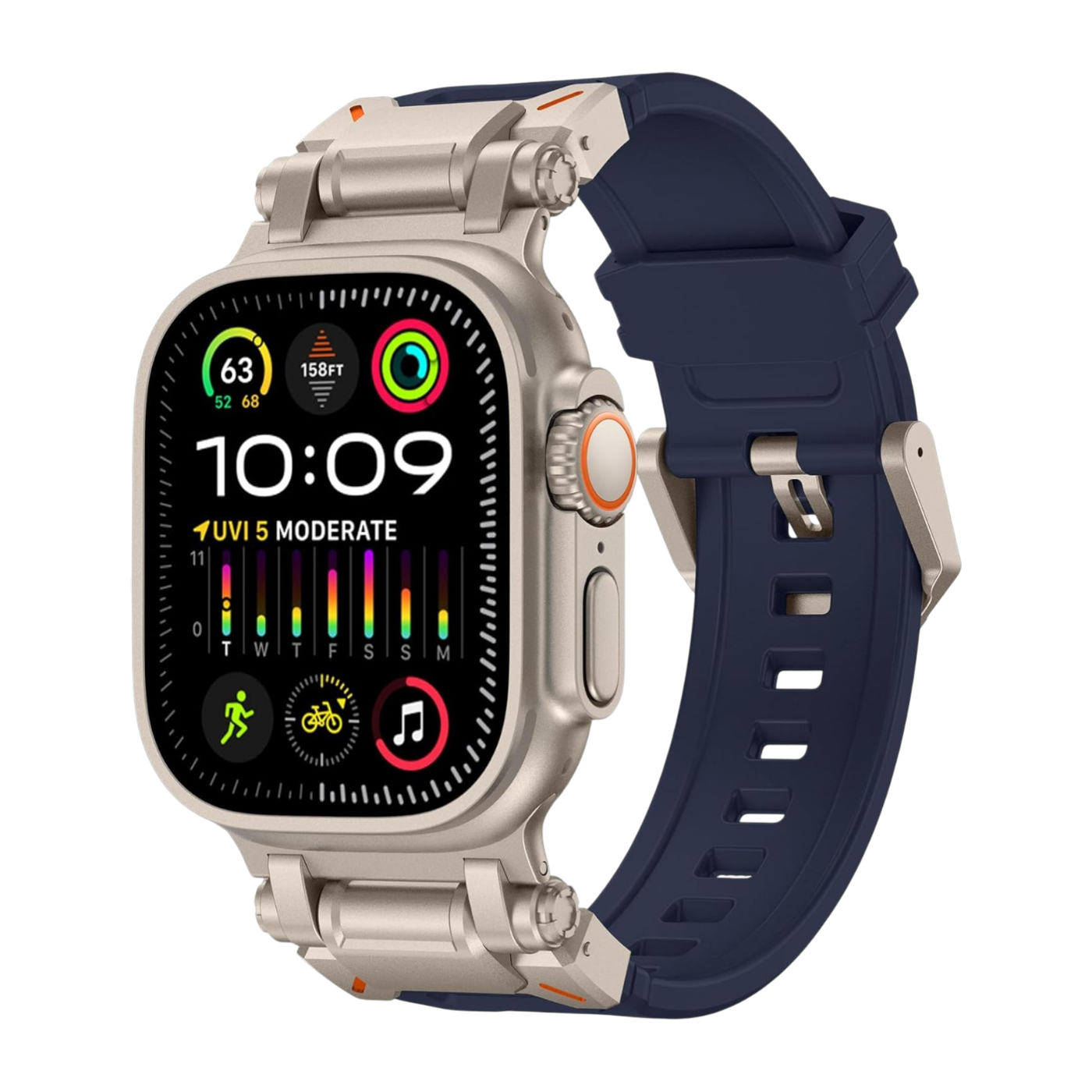 Športna zapestnica za Apple Watch Ultra / Series 10 9 8 7 6 5 SE modra titan priključek