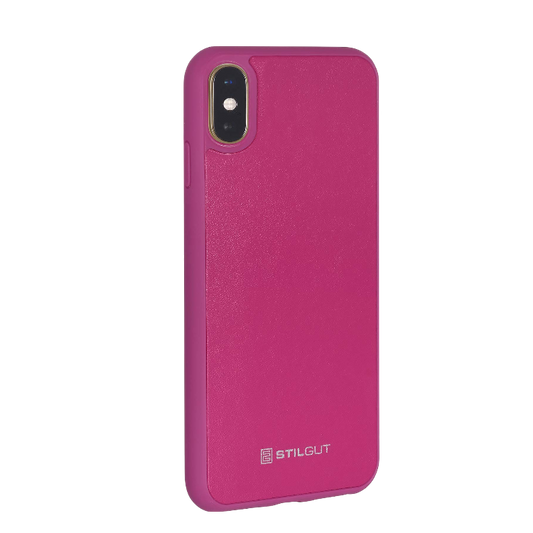 Ovitek za telefon "StilGut" iPhone XS z usnjem – Roza