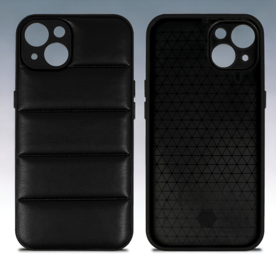 Silikonski ovitek "Striped Leather 3D" za iPhone 14 - črna – Infostyle