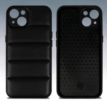 Silikonski ovitek "Striped Leather 3D" za iPhone 14 - črna – Infostyle