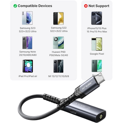 Adapter 2 v 1 USB C za slušalke in polnjenje, 60 W – JSAUX