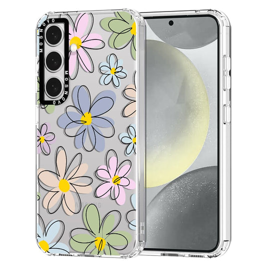 Ovitek MOSNOVO za Samsung Galaxy S24 Plus Linear Blossoms, minimalističen cvetlični dizajn z zaščito telefona