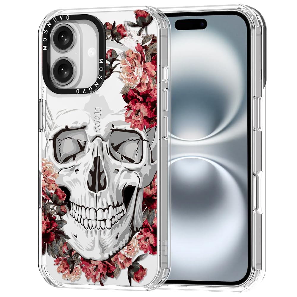 MOSNOVO maskica za iPhone 16 – Red Flower Skull