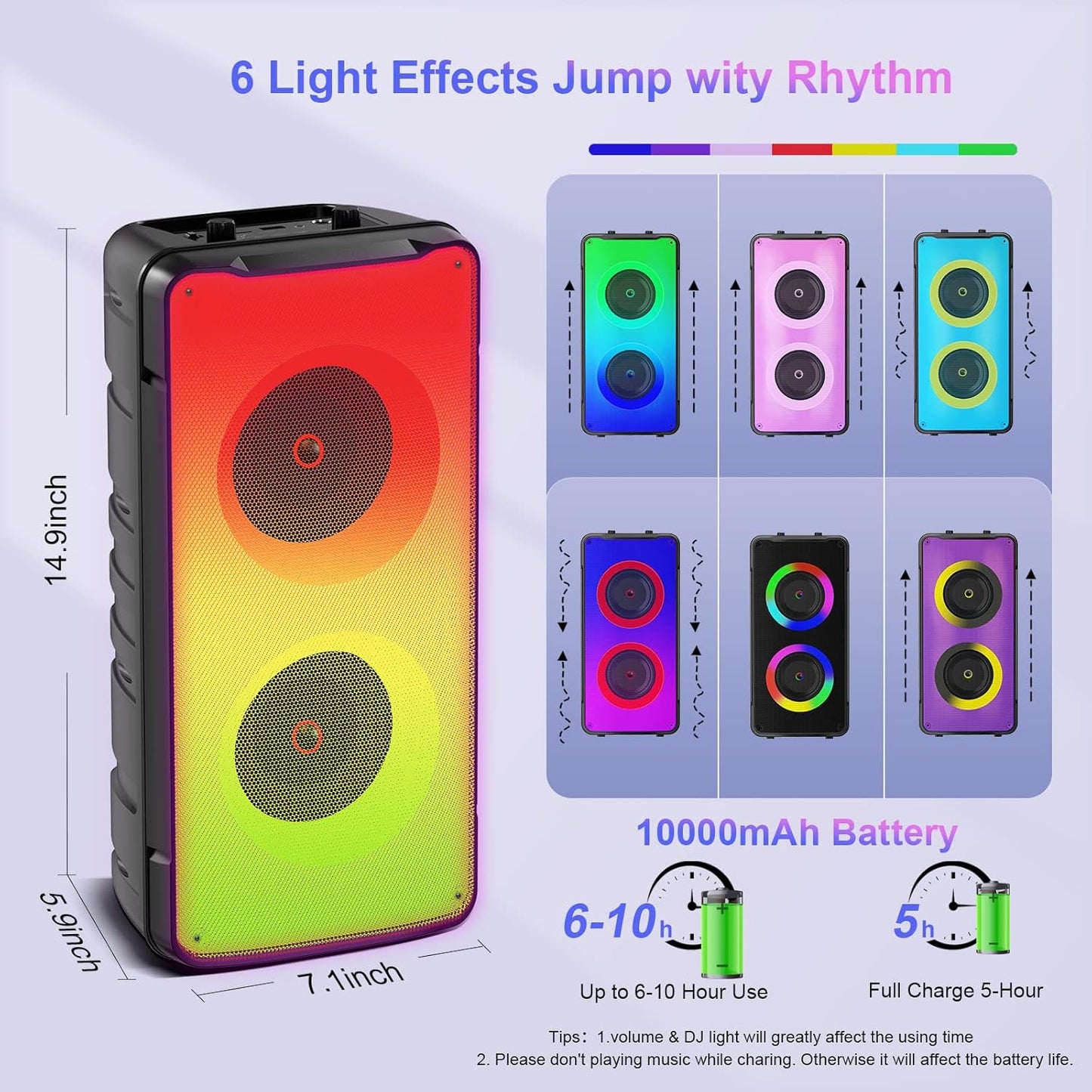 TAMPROAD A67 prijenosni Bluetooth zvučnik 60W (80W Peak) – zabava, TWS, svjetla