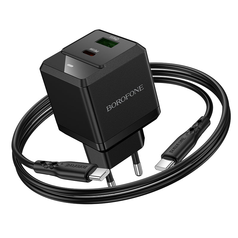 Stenski polnilnik ''Intenso GaN'' USB + Type C - PD 20W s kablom Type C na Type C – Borofone