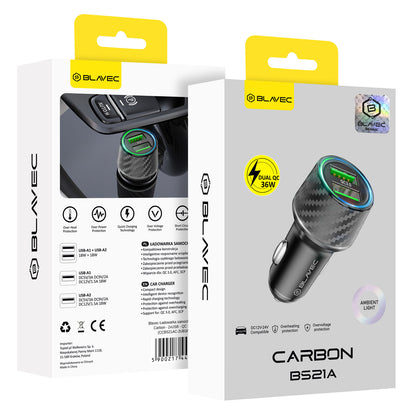 Avto polnilec 2x USB 36W 3A – Blavec