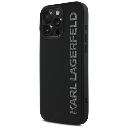 Ovitek Karl Lagerfeld HC 3D Rubber Elongated Glitter za iPhone 16 Pro (KLHCP16LRBKGVCK)