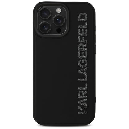 Ovitek Karl Lagerfeld HC 3D Rubber Elongated Glitter za iPhone 16 Pro (KLHCP16LRBKGVCK)