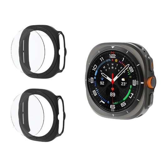 Zaščitno steklo + zaščitni ovitek za pametno uro "Aimtel" Samsung Galaxy Watch Ultra (2+2) – crna