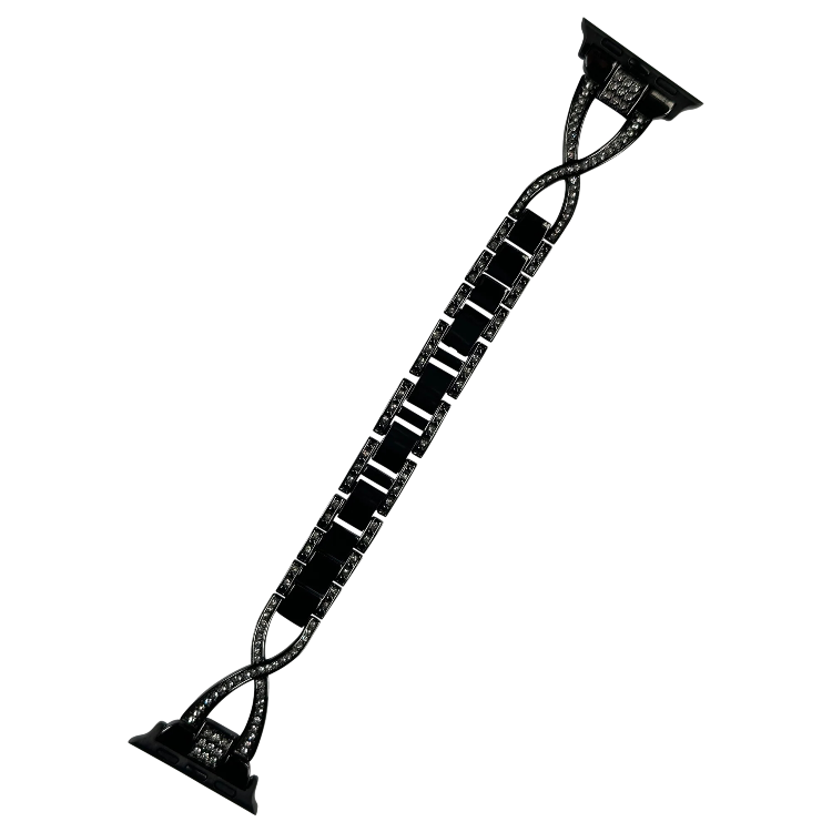 Pašček za uro "Kovinski pašček z bleščečimi kamni" Apple Watch 49/45/44/42mm – Infostyle – crna
