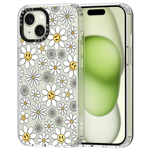 MOSNOVO ovitek za iPhone 15 Plus Happy Daisies, vesel cvetlični motiv z učinkovito zaščito telefona