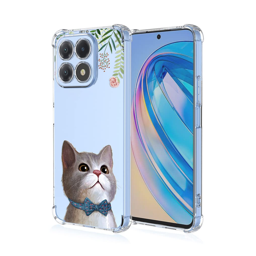 HAOYE ovitek za HONOR X8a 4G - Prozoren TPU ovitek Gentleman Cat