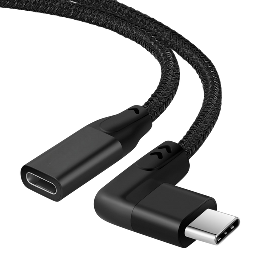USB-C kabel 100W 90 stopinj 3 m siv hiter polnilni kabel

