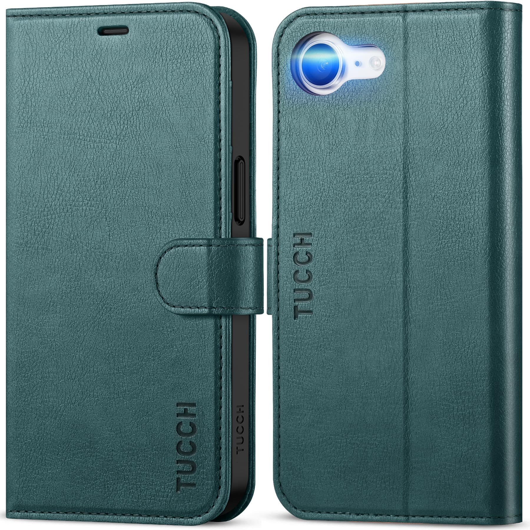 Preklopni ovitek TUCCH iPhone 16e modrozelen zašèitni etui