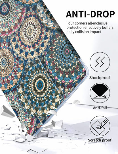 Ovitek za Samsung Galaxy Tab A8 10.5 (2021/2022) – Držalo za Pisalo, Trojno Zložljivo Stojalo, Mandala Geometrijski Vzorec