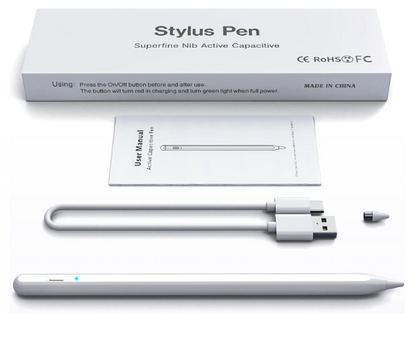 Aktivno pisalo za tablice (Apple, Android) + 3 dodatne konice + kabel – Infostyle – Bela