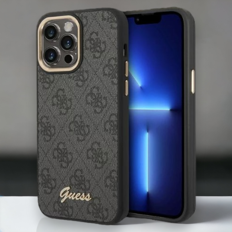 Ovitek Guess "Vintage black" za iPhone 14 Pro (GUHCP14LHG4SHK) – Črna / PC + TPU silikon