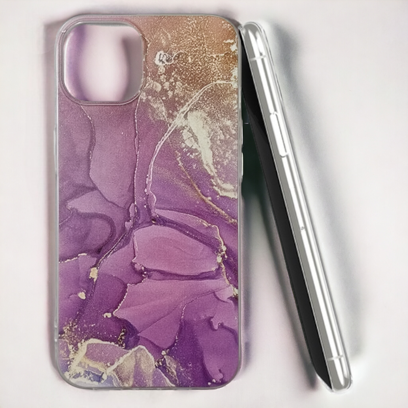 Silikonski ovitek "Marble 2" za iPhone 14 – Infostyle – Rjava / TPU silikon