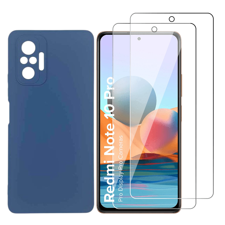 Ovitek "Oureidoo" + 2 stekli za Xiaomi Redmi Note 10 Pro – Infostyle – Temno modra