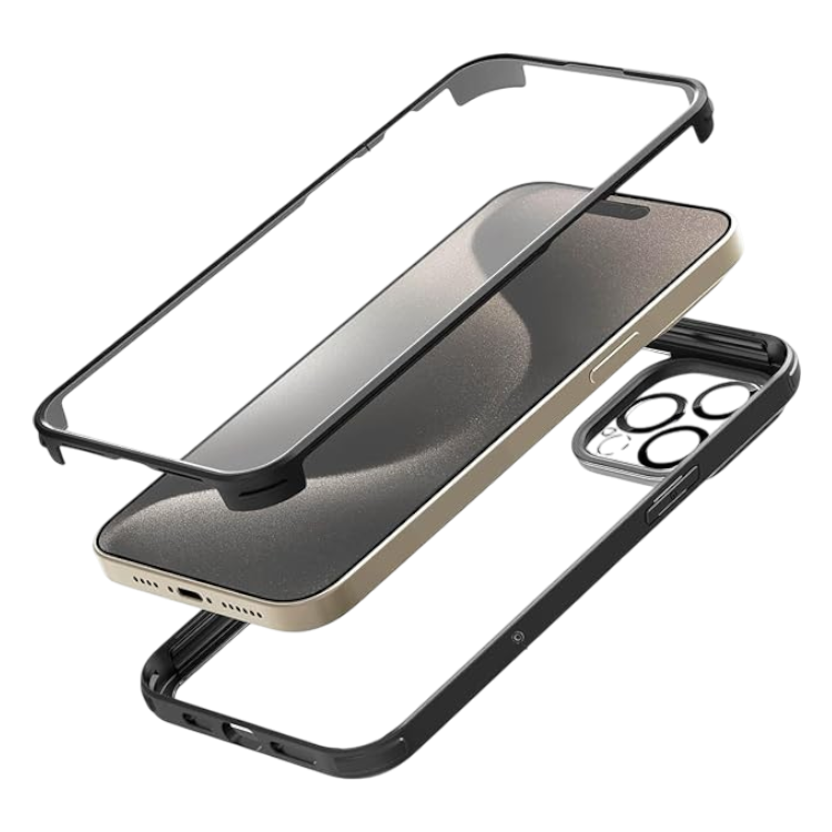 Ovitek "360°" z zaščito za kamero + magnetnim obročom za iPhone 15 Pro – Infostyle