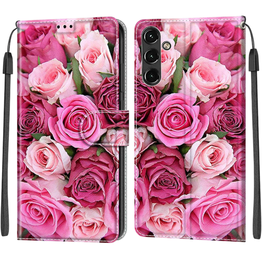 Preklopna torbica "Roses" za Samsung Galaxy A14 – HopMore – Roza