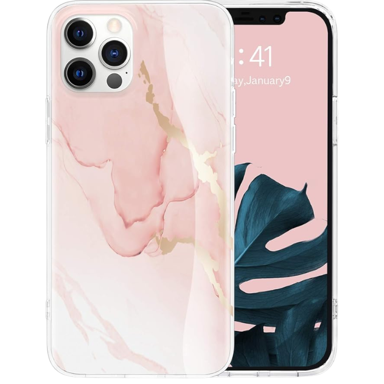 Ovitek "Togestar marble" za iPhone 12/12 Pro – Roza