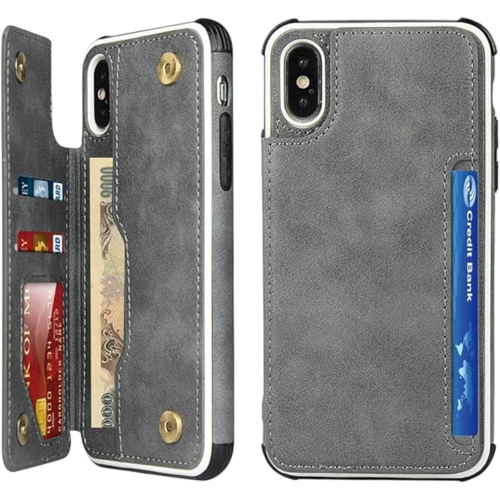 Ovitek "leather card wallet" za iPhone X/XS – Infostyle – Siva